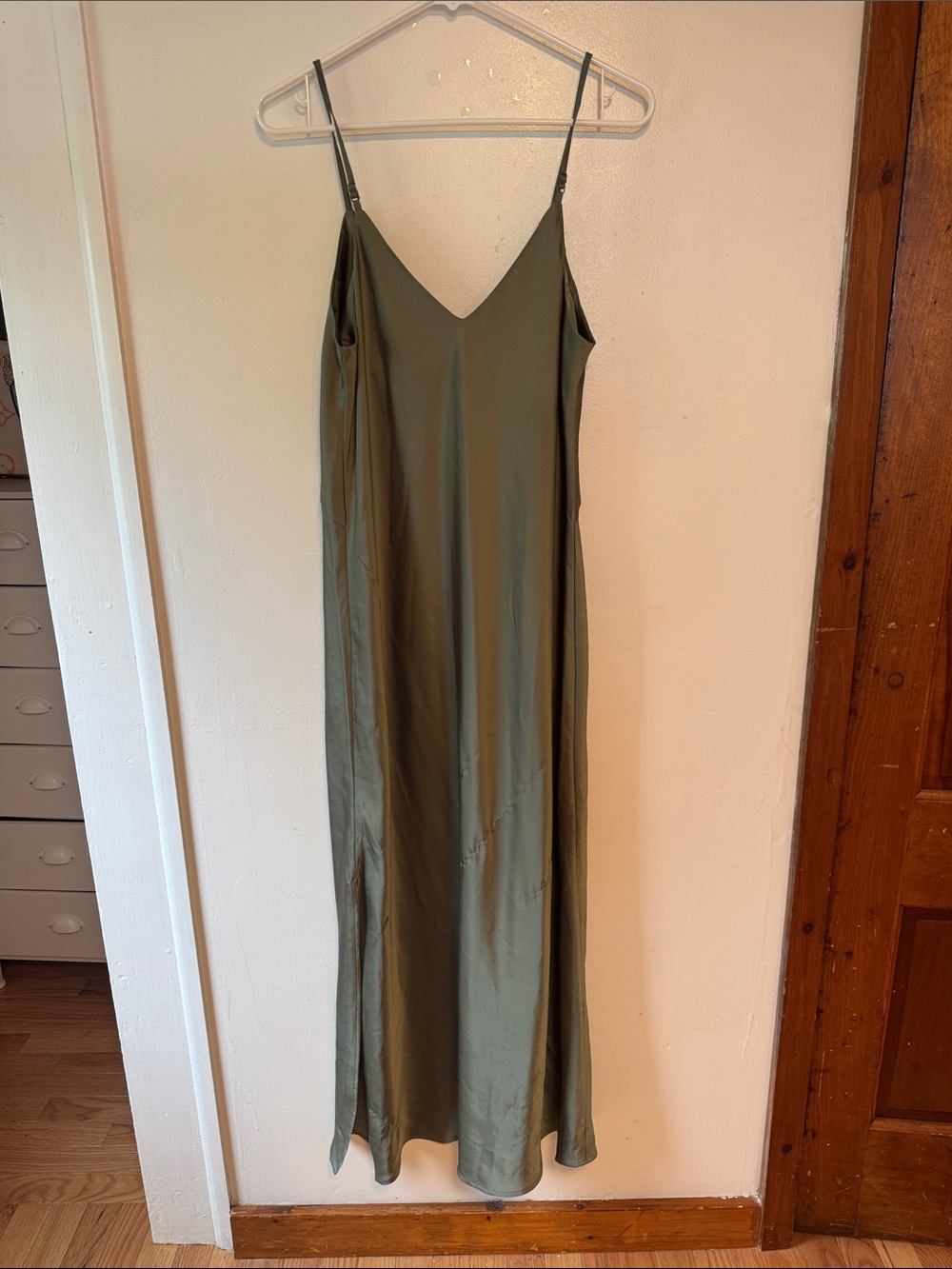 a new day Olive Green Satin Slip Maxi Dress